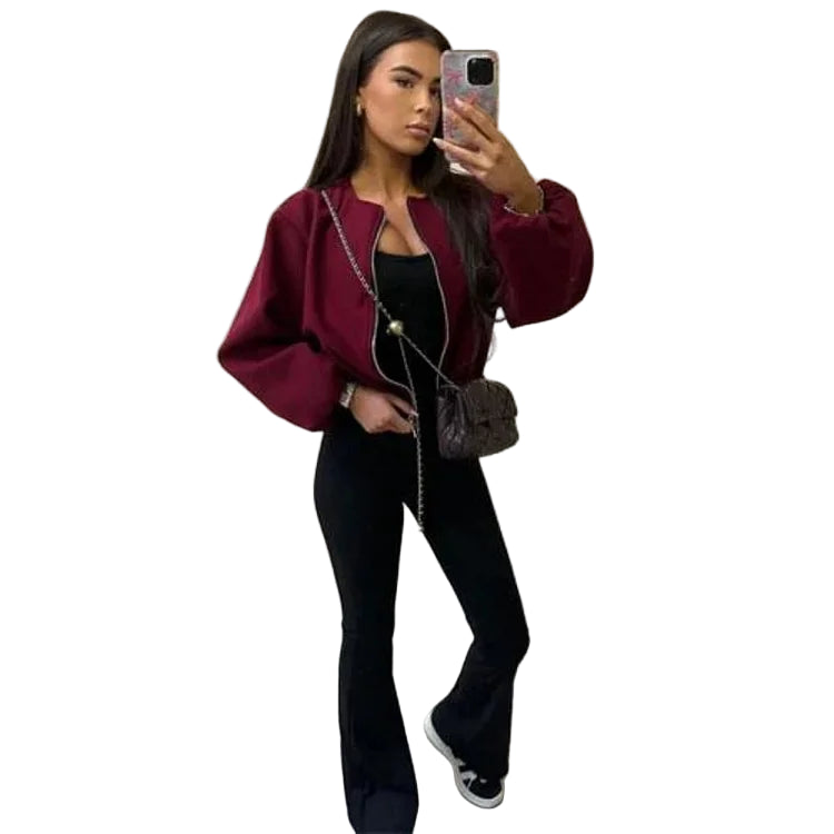 Cloe Ingrao™ Dámská krátká bunda na zip v ležérním stylu