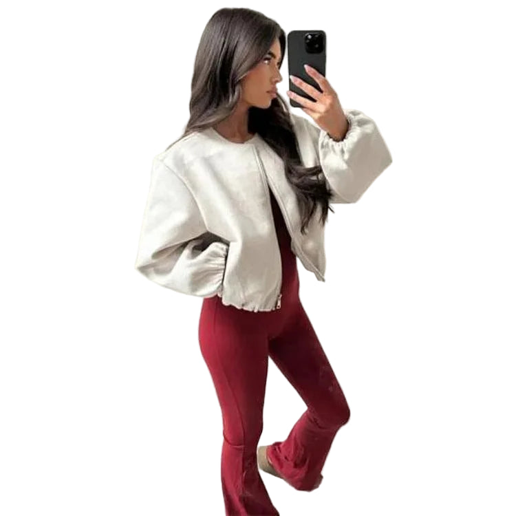 Cloe Ingrao™ Dámská krátká bunda na zip v ležérním stylu