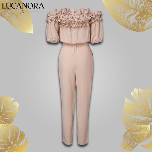 Cointa Iovino™ Overal s odhalenými rameny a volánovým lemem