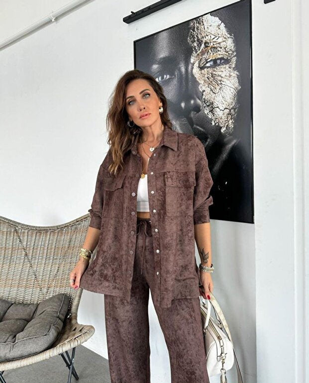 Demetria Biondi™ Lehký set sako a široké kalhoty