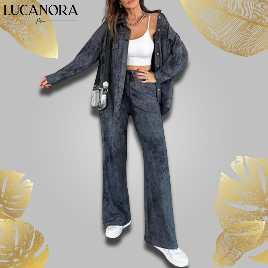 Demetria Biondi™ Lehký set sako a široké kalhoty