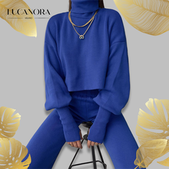 Diana Bernabe™ Souprava rolák, svetr a kalhoty s vysokým pasem