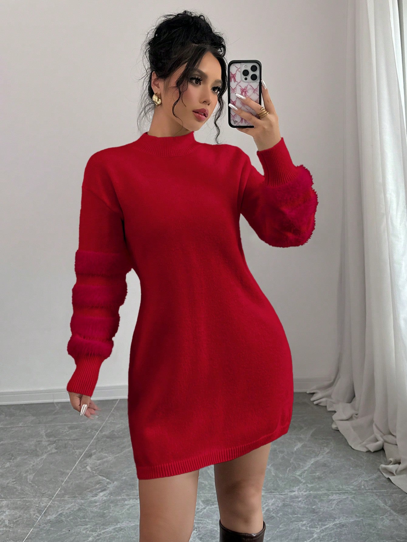 Elvira Di Gioia™ Elegantní zímní šaty s dlouhým rukávem