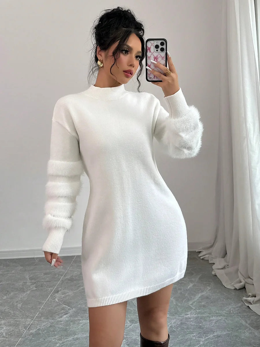 Elvira Di Gioia™ Elegantní zímní šaty s dlouhým rukávem