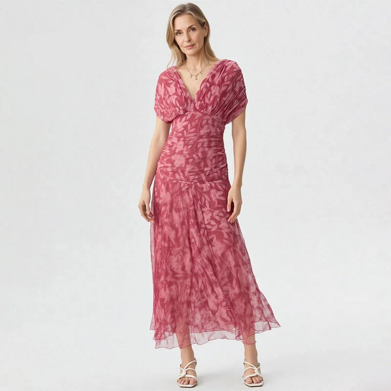 Enrichetta Bellori™ elegantní šaty s odhalenými rameny a potiskem