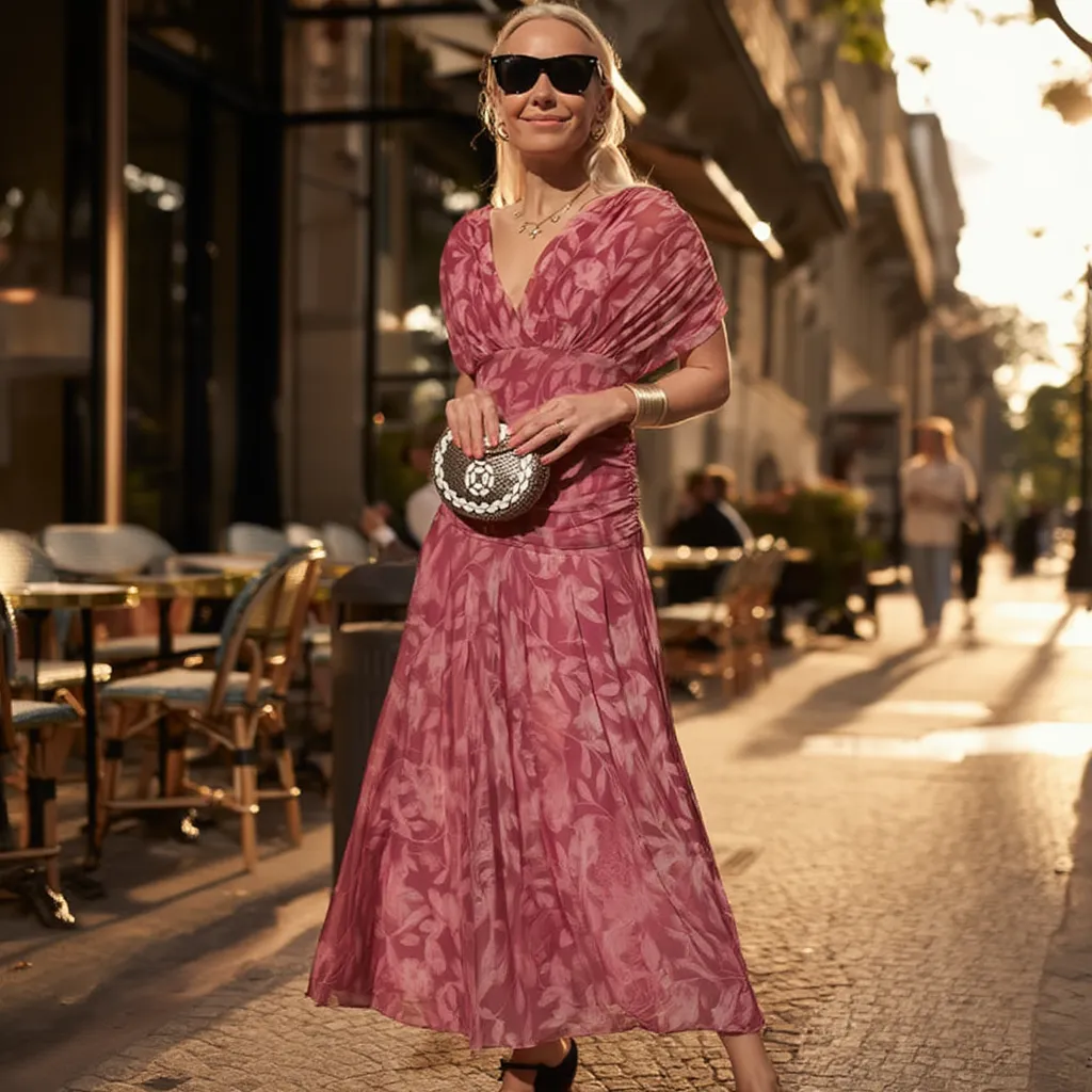 Enrichetta Bellori™ elegantní šaty s odhalenými rameny a potiskem