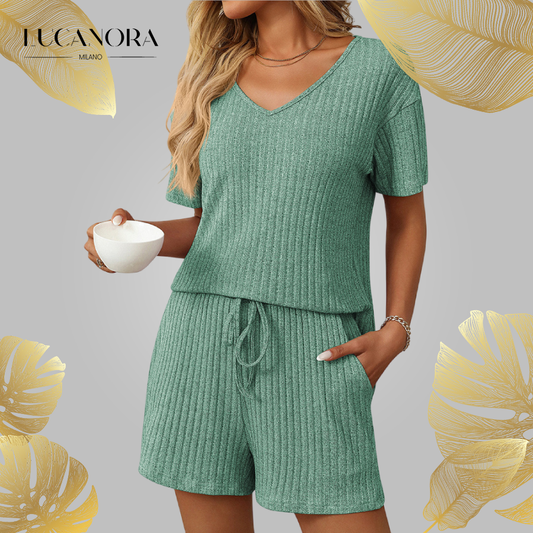 Filippa Curcio™ Útulný dvoudílný set z žebrovaného úpletu