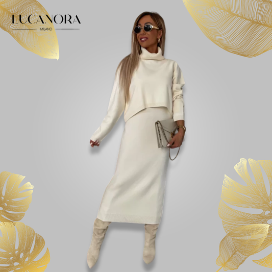 Flavia Lauletta™ Elegantní souprava svetru a šatů