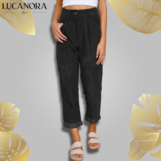 Floriana Cuomo™ Dámské manšestrové kalhoty s kapsami a zipem