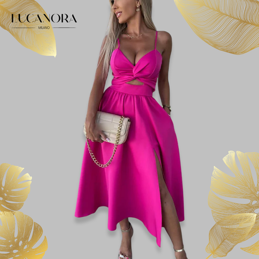 Florine™ Dámské šaty se špagetovými ramínky a vysokým rozparkem