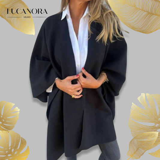 Gemma Silveria™ Elegantní plášť s výstřihem do V volný kabát