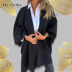 Gemma Silveria™ Elegantní plášť s výstřihem do V volný kabát