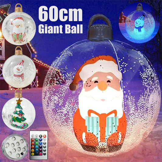 HoHo™ PVC průhledný nafukovací balón Santa Claus se světlem