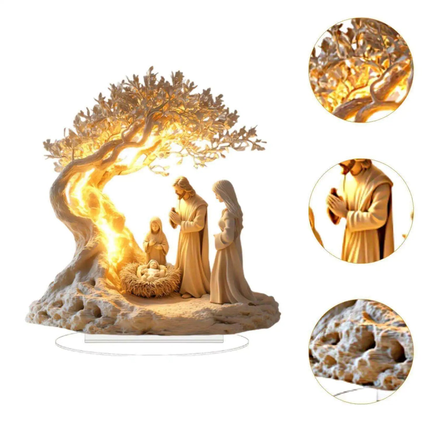 HolyScene™ 2D akrylová vánoční dekorace Betlém s podstavcem