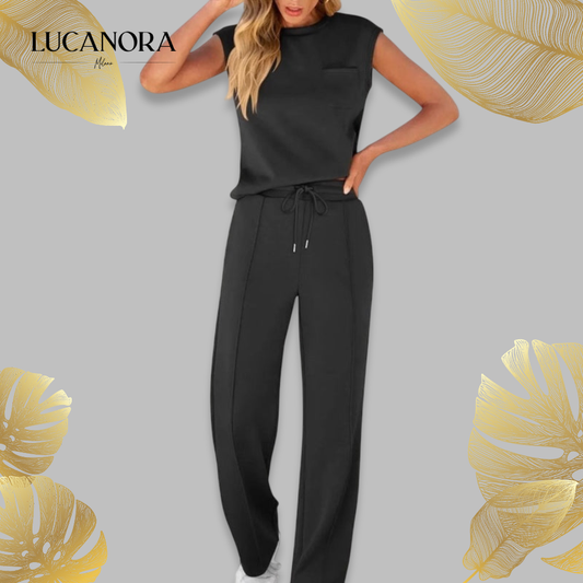 Ilda Taglieri™ Dámský pohodlný set – top bez rukávů a kalhoty na šňůrku.