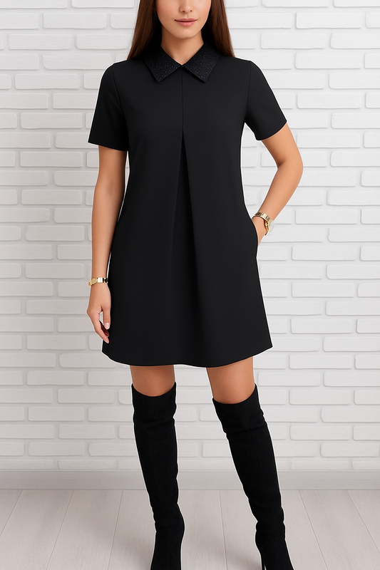 Isabelle Scartozzi™ Třpytivé límcové šaty ve tvaru A