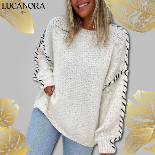 Lara Mancini™  Útulný svetr s dlouhým rukávem a kulatým výstřihem