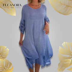 Lisa Vincenzo™ Elegantní šaty s kulatým výstřihem volného střihu