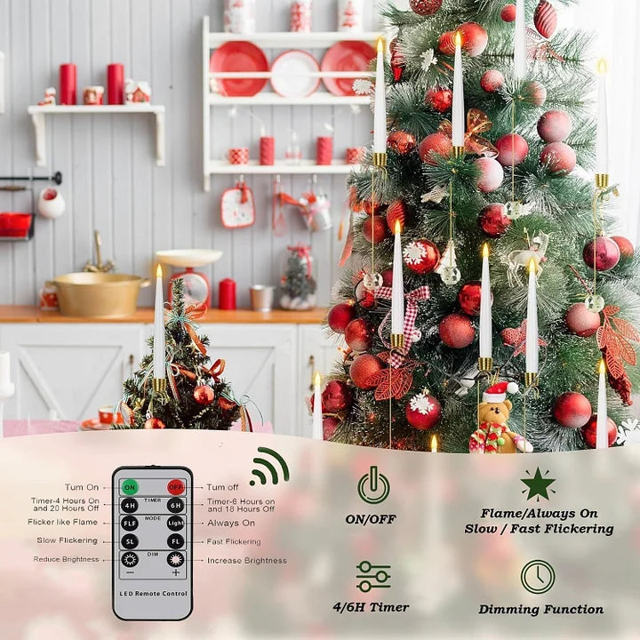 LumiOrn™ LED svíčky s křišťálovou kouličkou na vánoční stromek