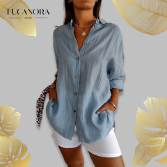 Marisa Polli™ Elegantní skládaná košile s klopami