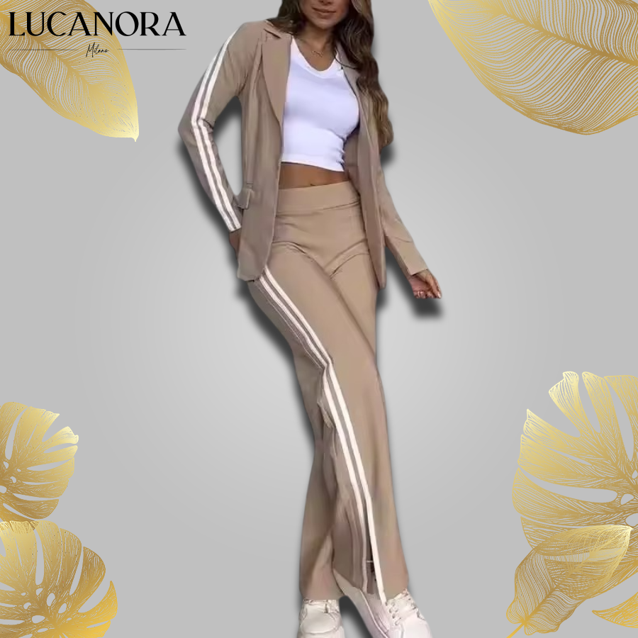 Maura Poccia™ Ležérní dvoudílný set se sakem a širokými kalhotami