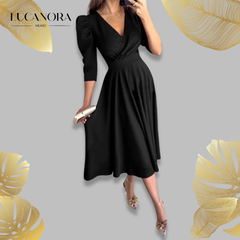 Messalina™ Midi šaty se skládaným výstřihem do V a zeštíhlujícím pasem