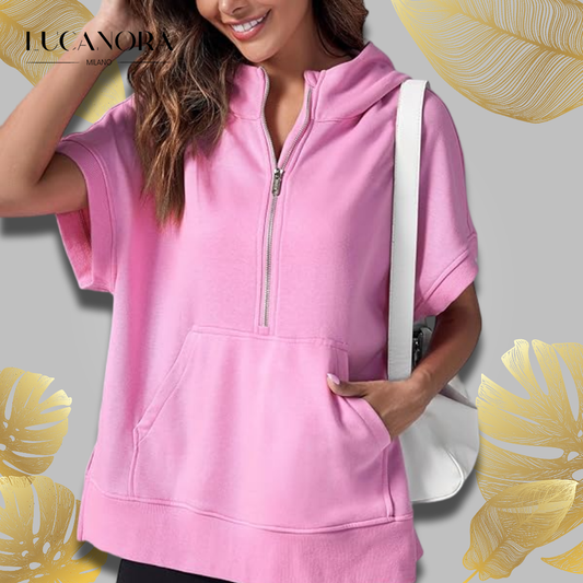 Molly™ Oversized ležérní tričko s polovičním zipem
