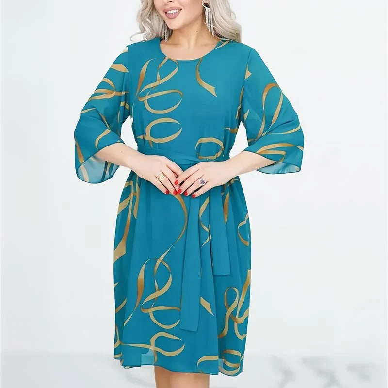 Odetta Frisina™ Elegantní volné midi šaty s volánovými rukávy