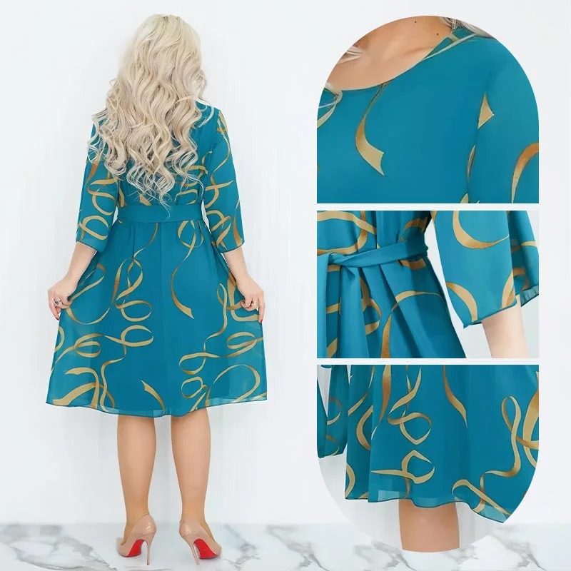 Odetta Frisina™ Elegantní volné midi šaty s volánovými rukávy