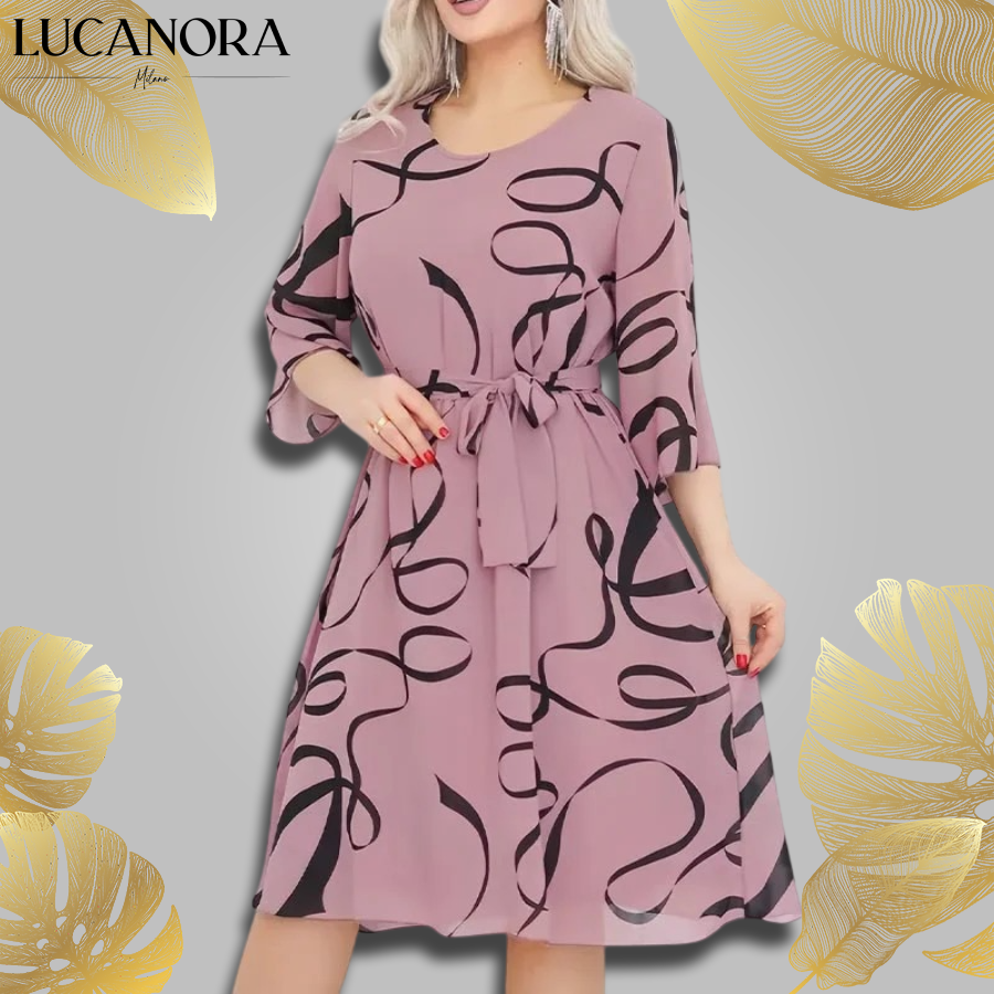 Odetta Frisina™ Elegantní volné midi šaty s volánovými rukávy