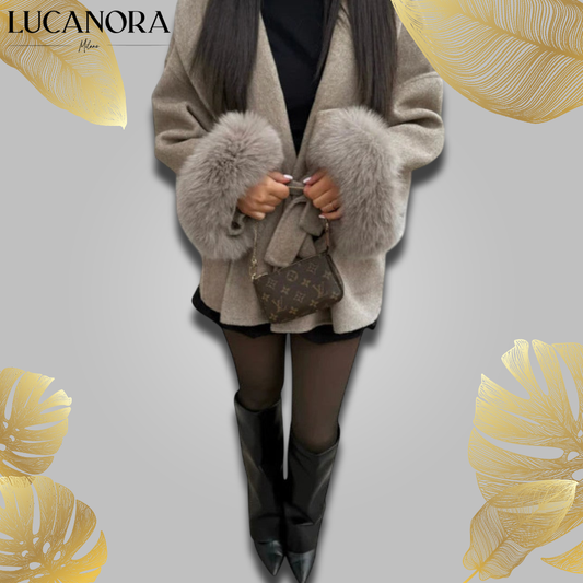 Olga Lamattina™ Elegantní kabát s kožešinou