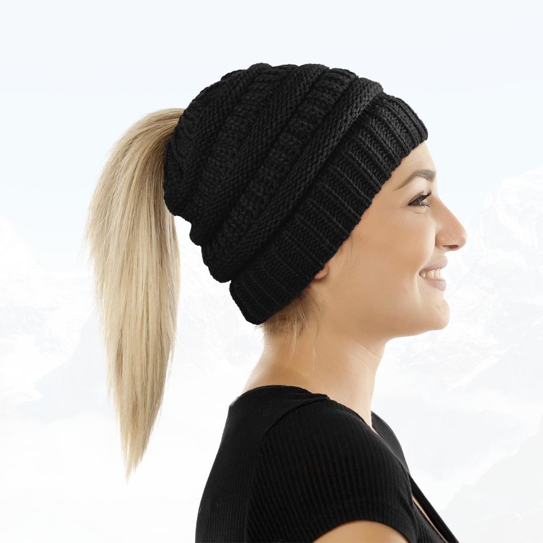 PonyBean™ Dámská pletená čepice s otvorem na culík