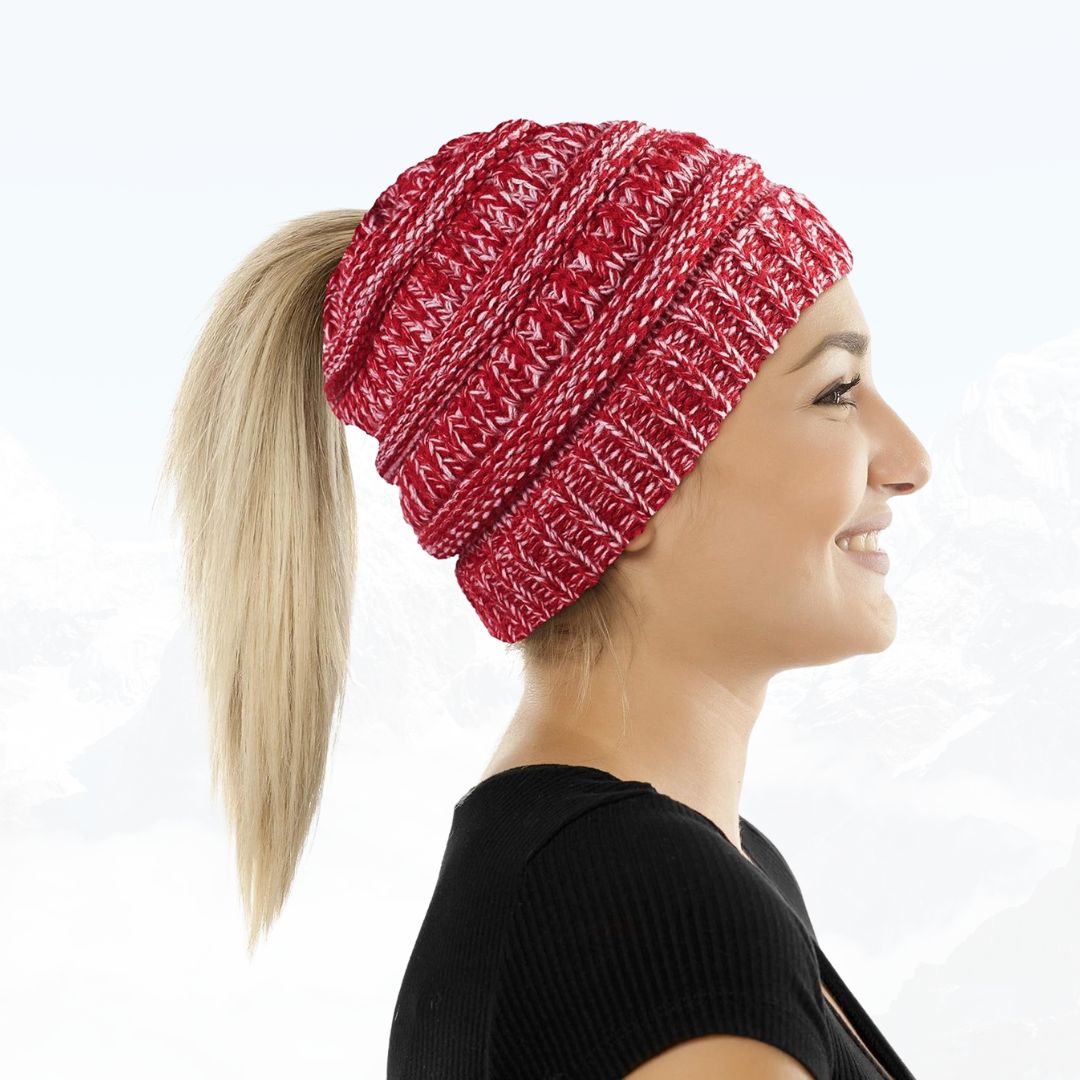 PonyBean™ Dámská pletená čepice s otvorem na culík