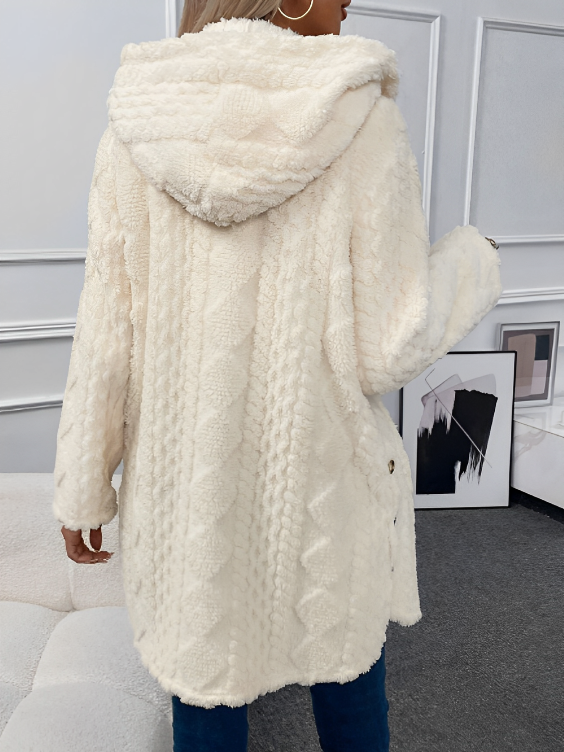 Riccarda Ingrao™ Dámská teplý svetr s kapucí a kožíškem