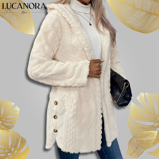 Riccarda Ingrao™ Dámská teplý svetr s kapucí a kožíškem