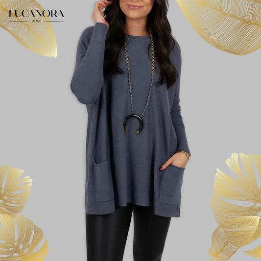 Rosalie™ Dlouhý rukáv ležérní halenka s kapsami