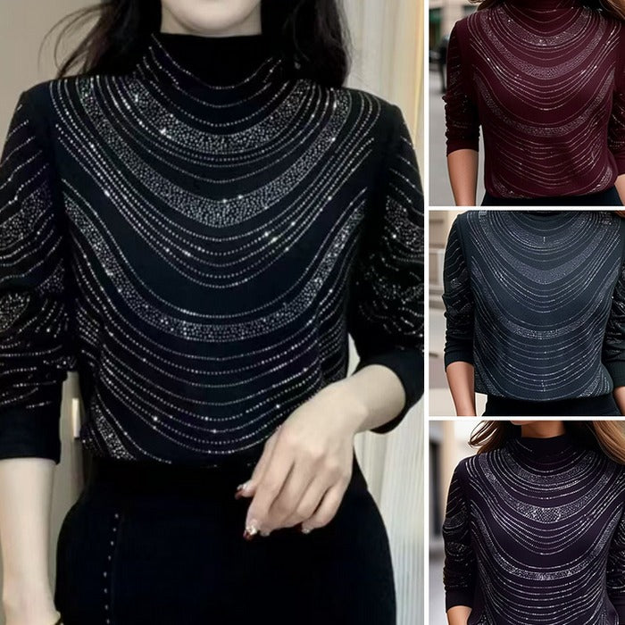 Simona Oliverio™ Dámský elegantní rolák s kamínky