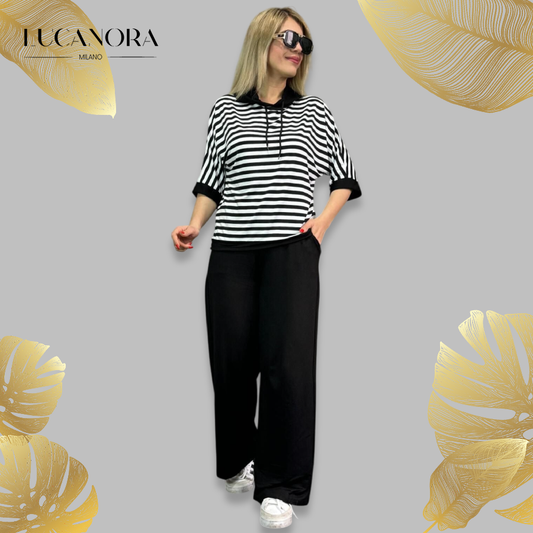 Valeria Mosco™ Dámský set pruhovaného topu a kalhot