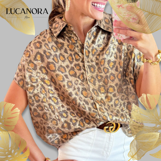 Zama Mazzo™ Ležérní halenka s leopardím potiskem a knoflíky
