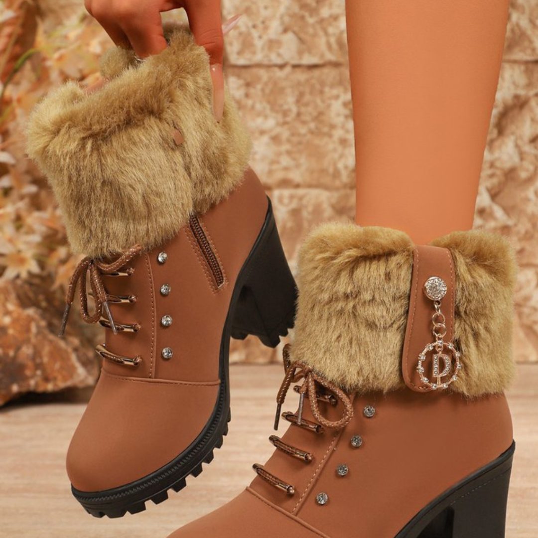 Zarina Riviello™ Elegantní zimní kozačky z umělé kožešiny