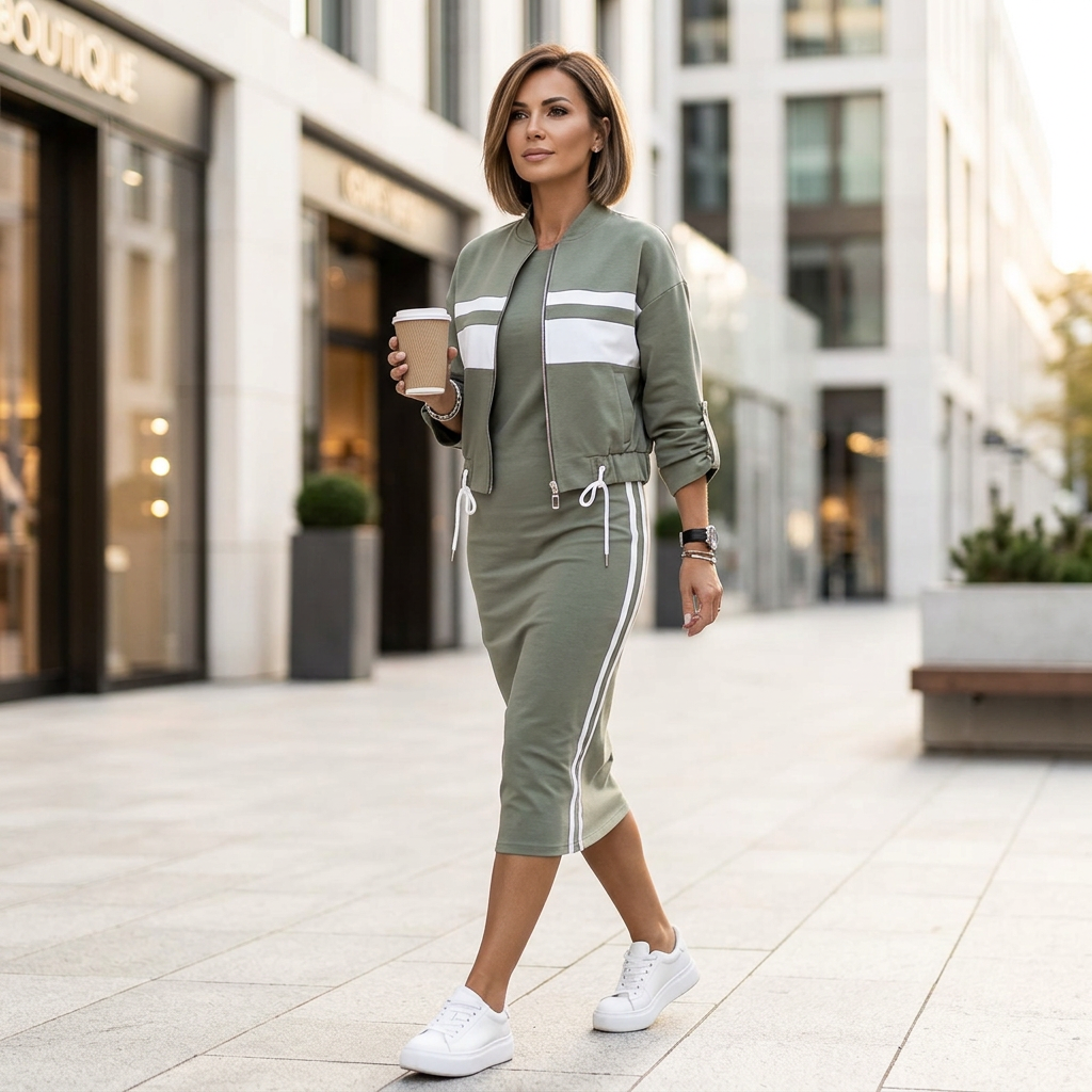 Adriana Abbondanza™ Pohodlná tepláková souprava se šaty