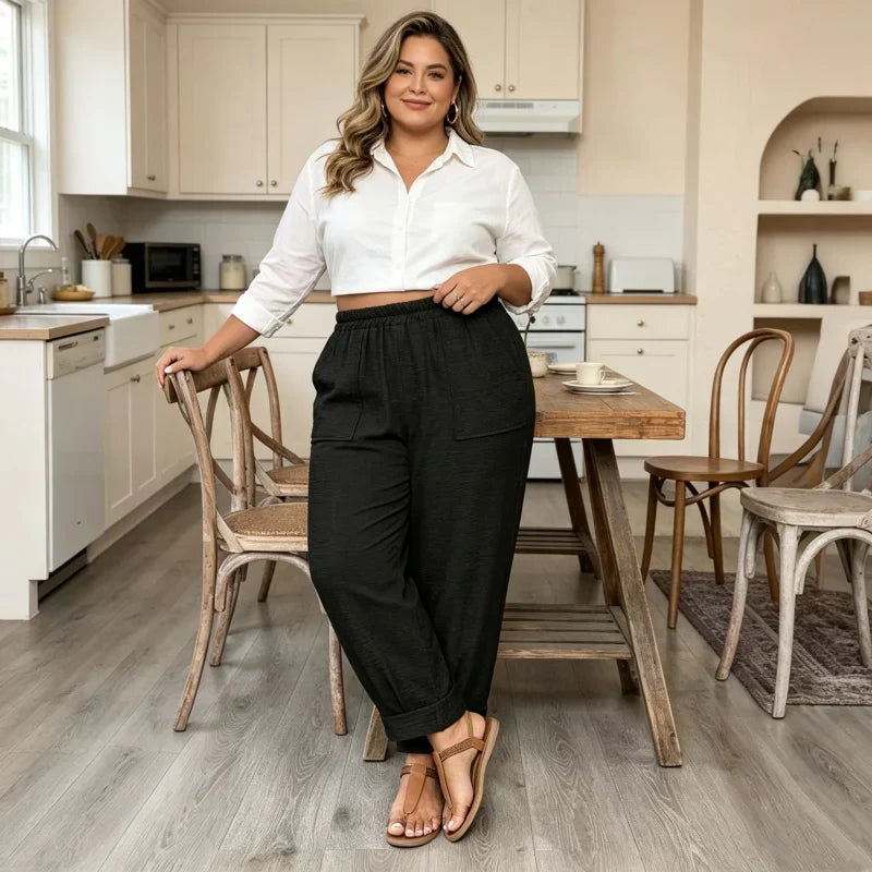 Adriana Turchi™ Pohodlné kalhoty se širokými nohavicemi a lichotivým střihem