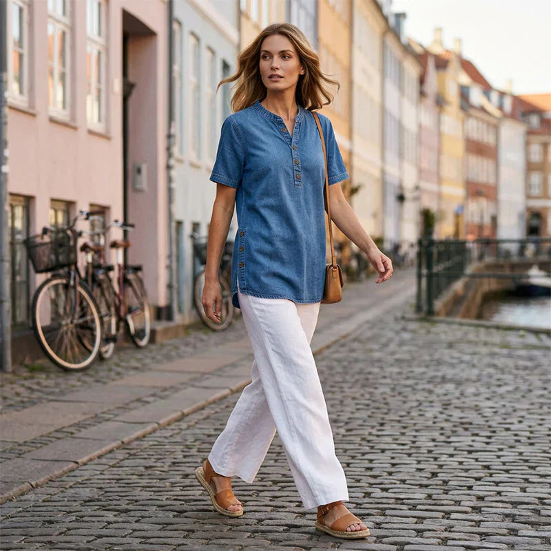 Agata Pietrosanti™ Lehká halenka s výstřihem do V pro bezstarostné pohodlí