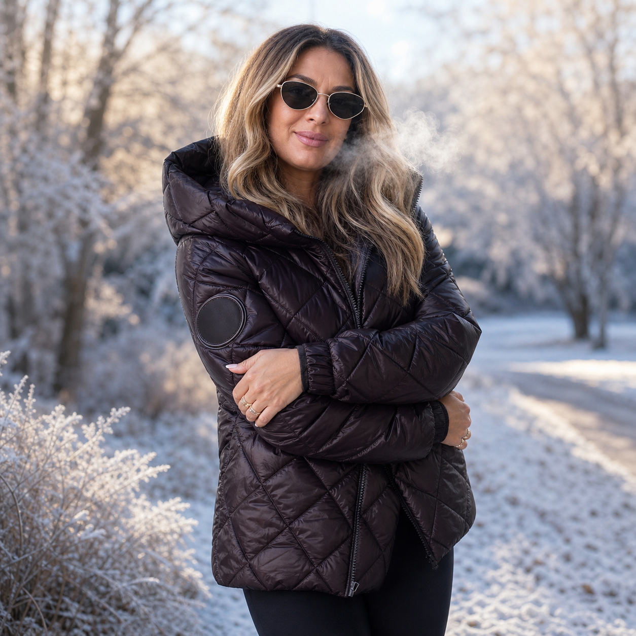 Agnese Bonacolsi™ Lehká prošívaná bunda s kapucí pro každodenní nošení