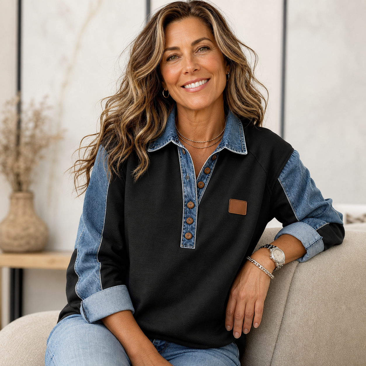 Agnese Bonarrigo™ Elegantní sako s patchworkovým límcem