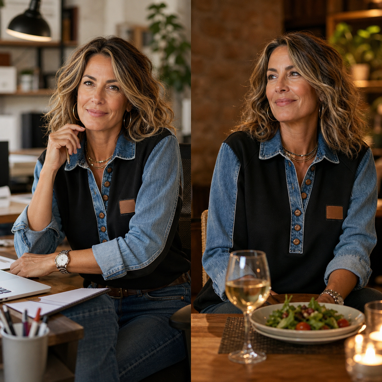 Agnese Bonarrigo™ Elegantní sako s patchworkovým límcem