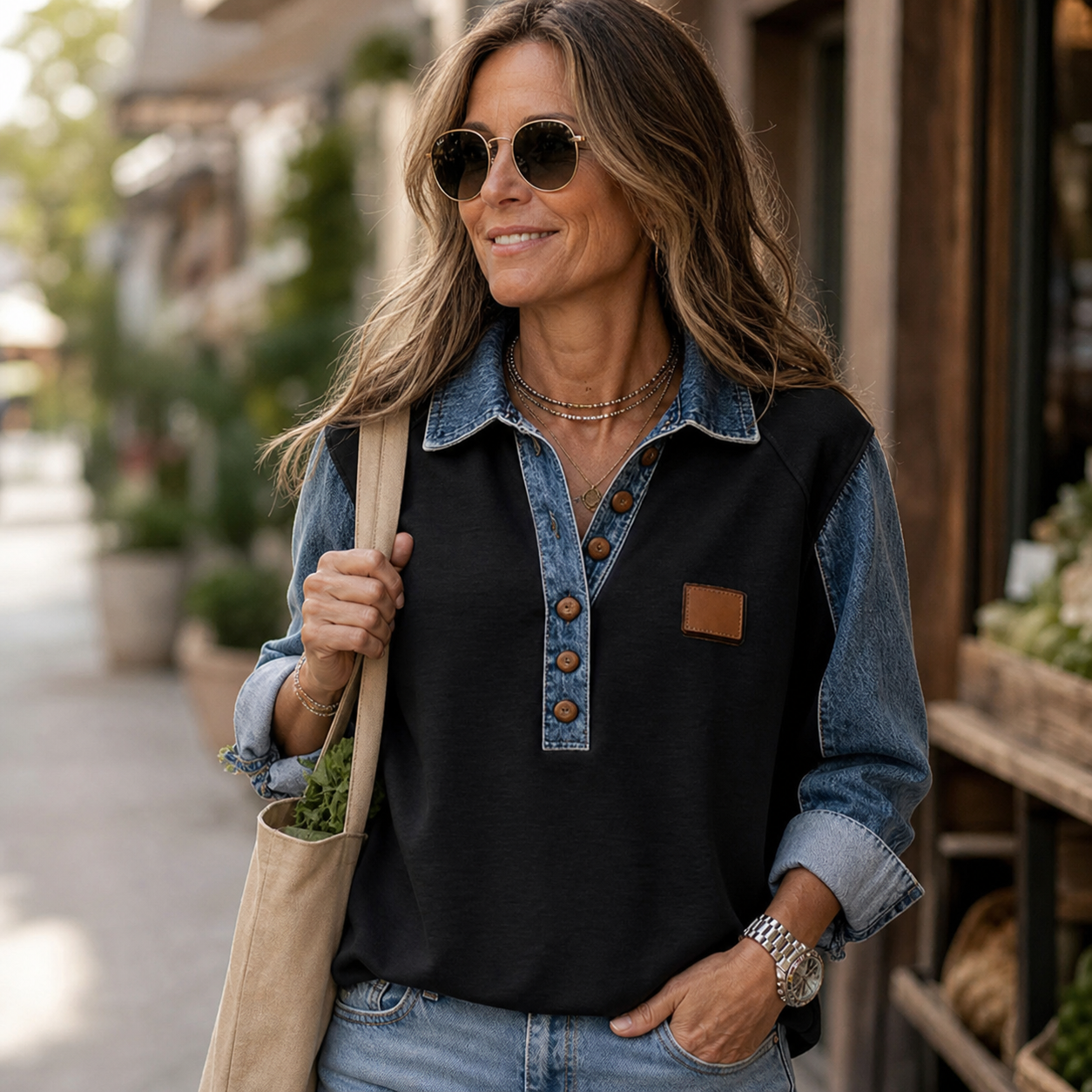 Agnese Bonarrigo™ Elegantní sako s patchworkovým límcem