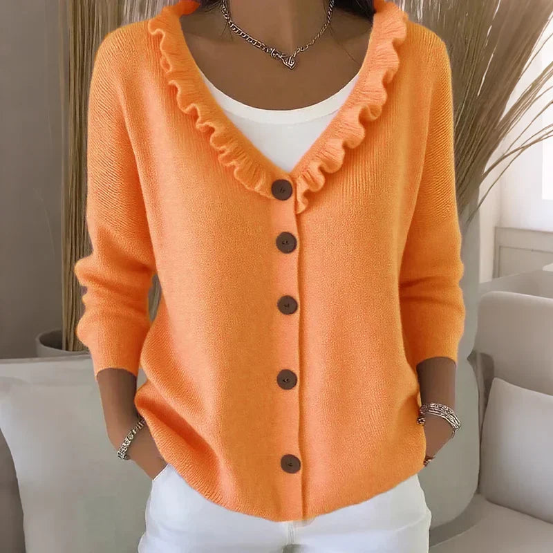 Agnese Borsani™ Cardigan s volánkovým límcem pro každodenní eleganci