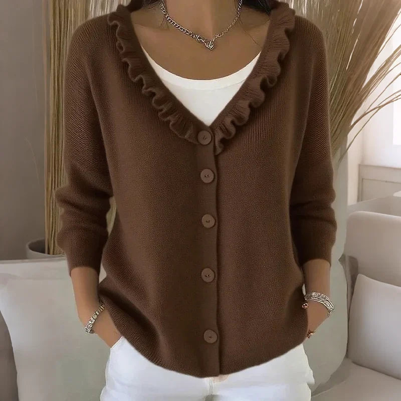 Agnese Borsani™ Cardigan s volánkovým límcem pro každodenní eleganci