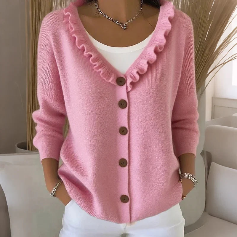 Agnese Borsani™ Cardigan s volánkovým límcem pro každodenní eleganci